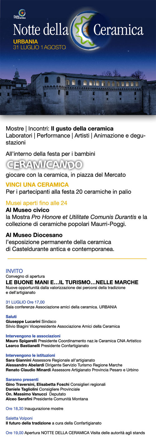 Notte della ceramica Urbania Notte della ceramica Urbania